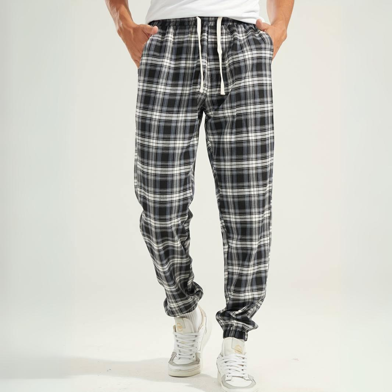 Retro Plaid Tapered Pants