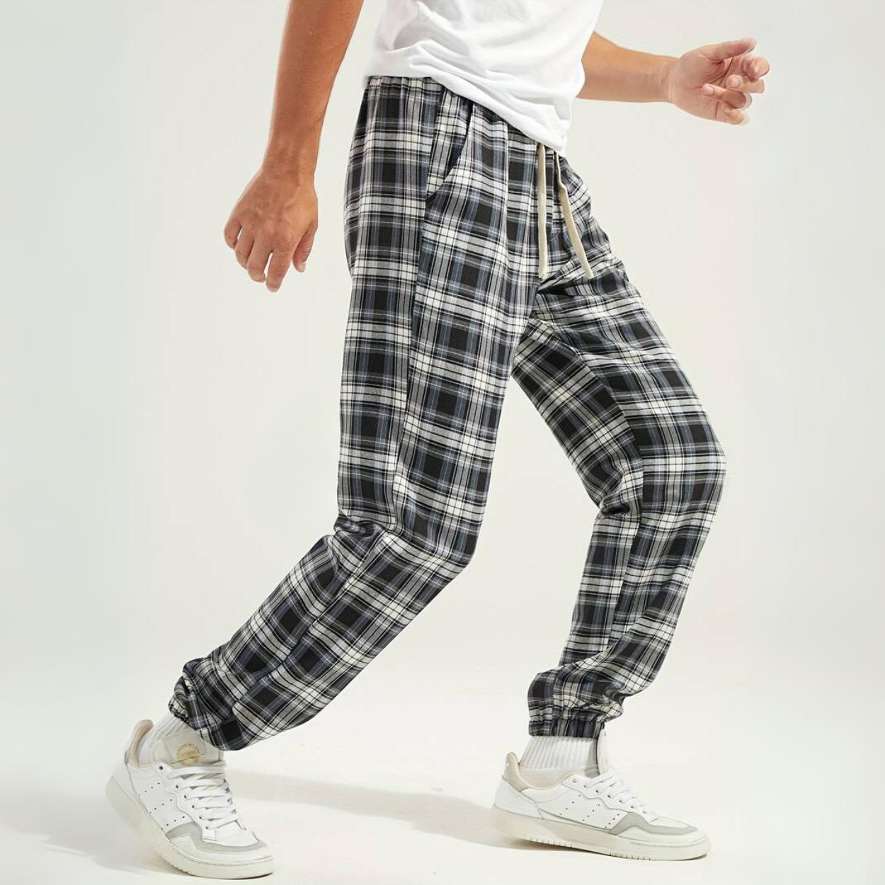 Retro Plaid Tapered Pants