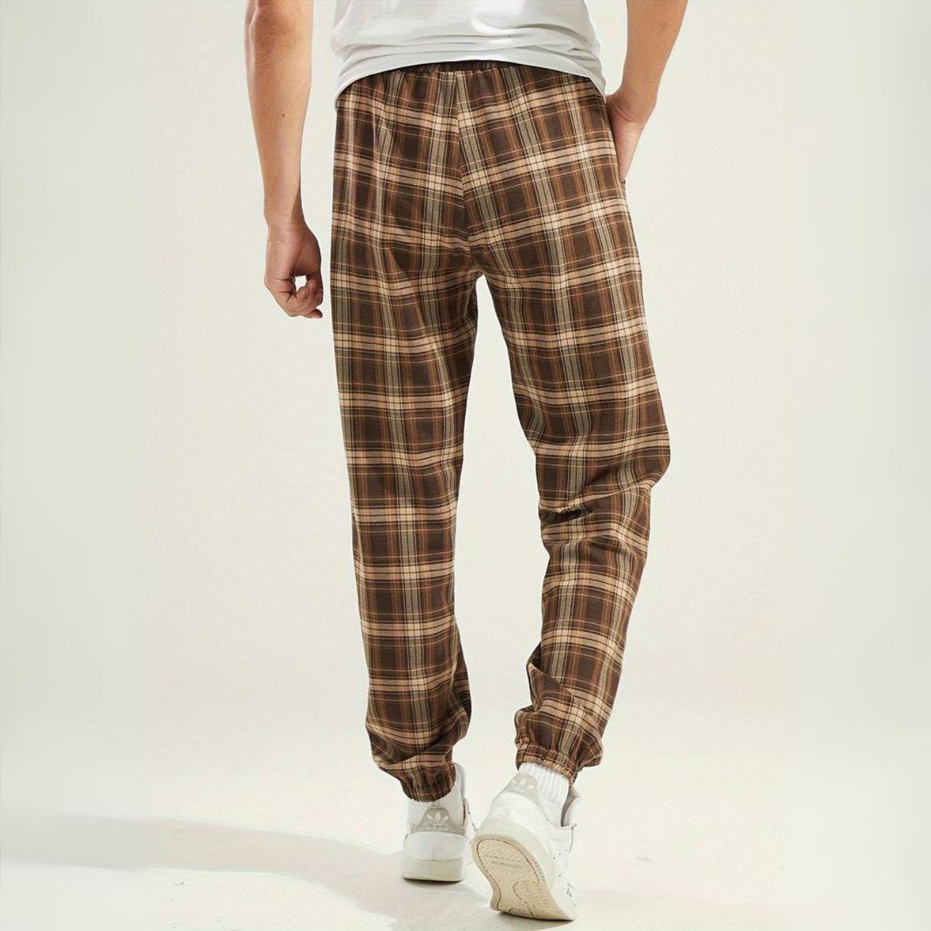 Retro Plaid Tapered Pants