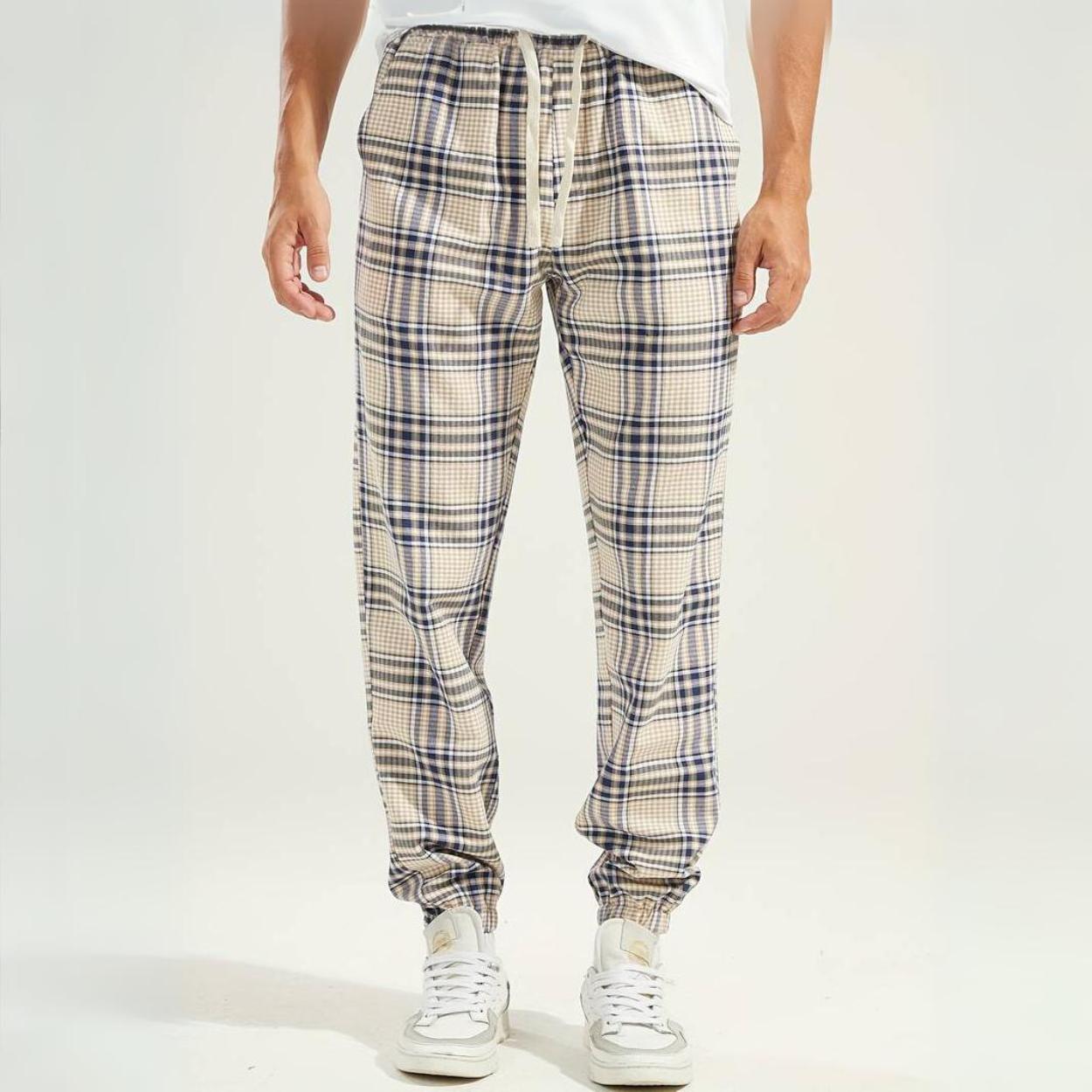 Retro Plaid Tapered Pants