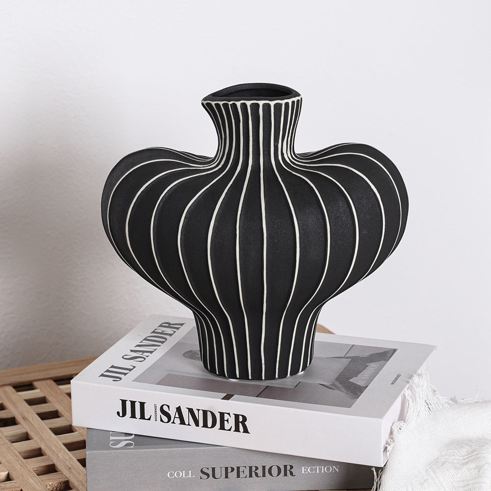 Stria Curved Ceramic Vase