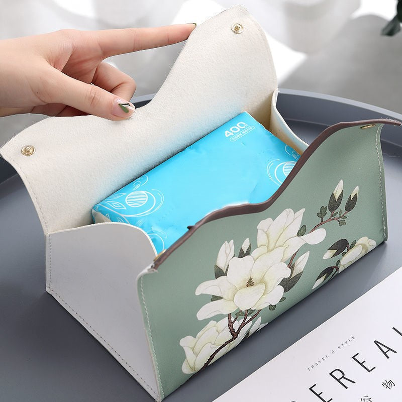 Blossom Leather Tissue Box