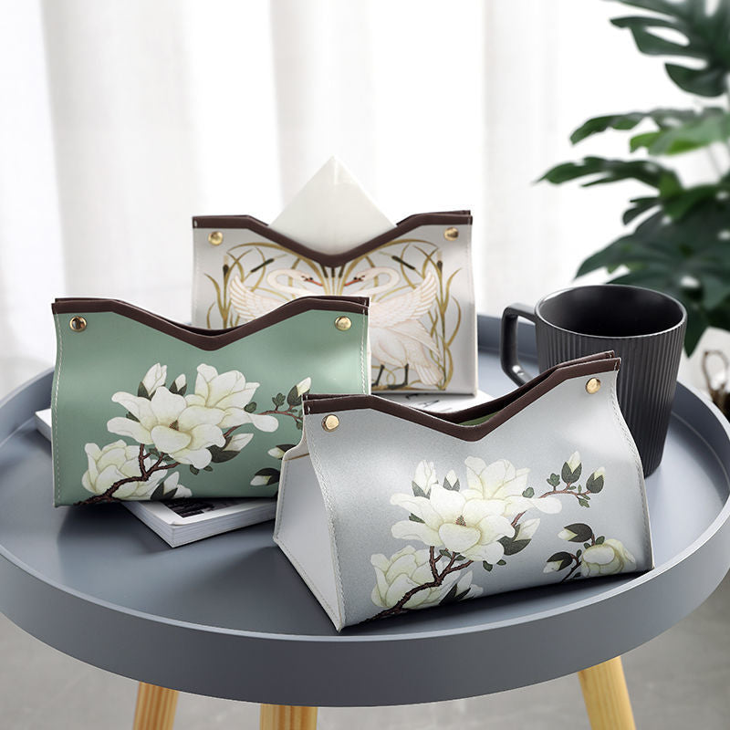 Blossom Leather Tissue Box