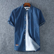 Casual Blue Denim Button-Up