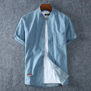 Casual Blue Denim Button-Up