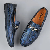 Genuine Leather Snake Pattern Slip-Ons